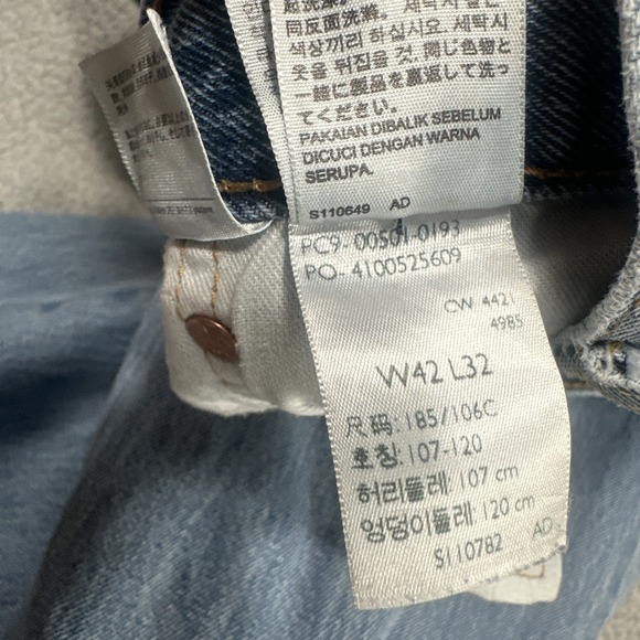 Levi's 501 Button Fly Jeans Men 42x32 Blue Straight Cowboy Preppy Western - Picture 5 of 16